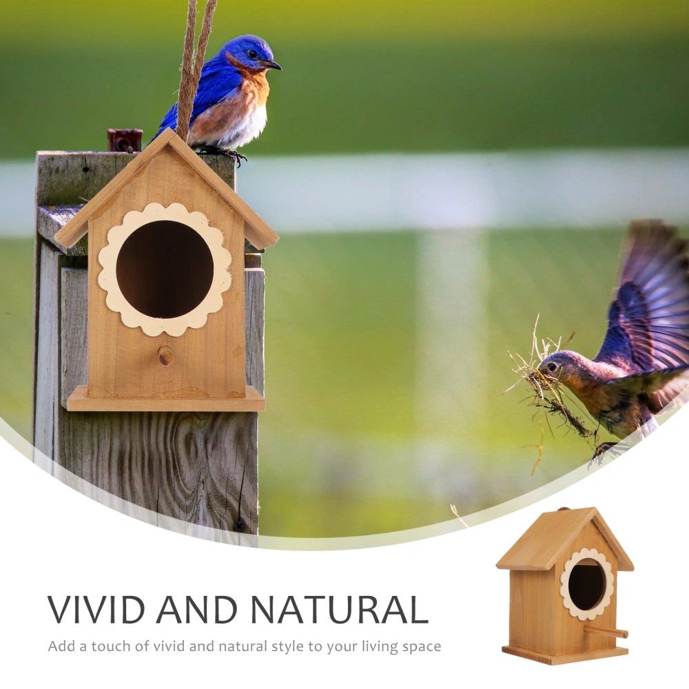 Wooden Bird House Hanging Birdhouse Bird Nest Decorative Hanging Bird Feeder