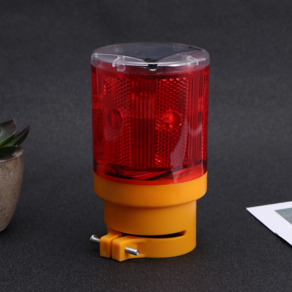 Solar Powered LED Traffic Strobe Warning Lights Flicker Beacon Road Sign Lamp Construction Signs Light (Red Light)