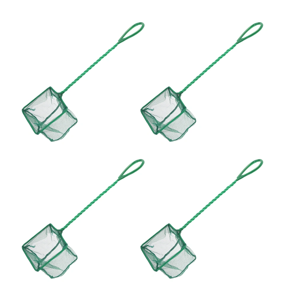 4pcs 4 Inch Portable Shrimp Fishing Net Scoop Net for Aquarium Fish Tank Pond (Green)