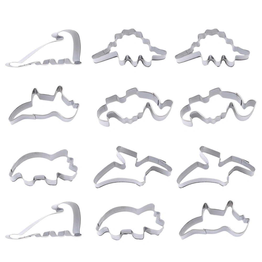 2 Sets of Lovely Dinosaur Shaped Cake Mold Stainless Steel Biscuit Mold DIY Baking Mold Kitchen Baking Tools for Home