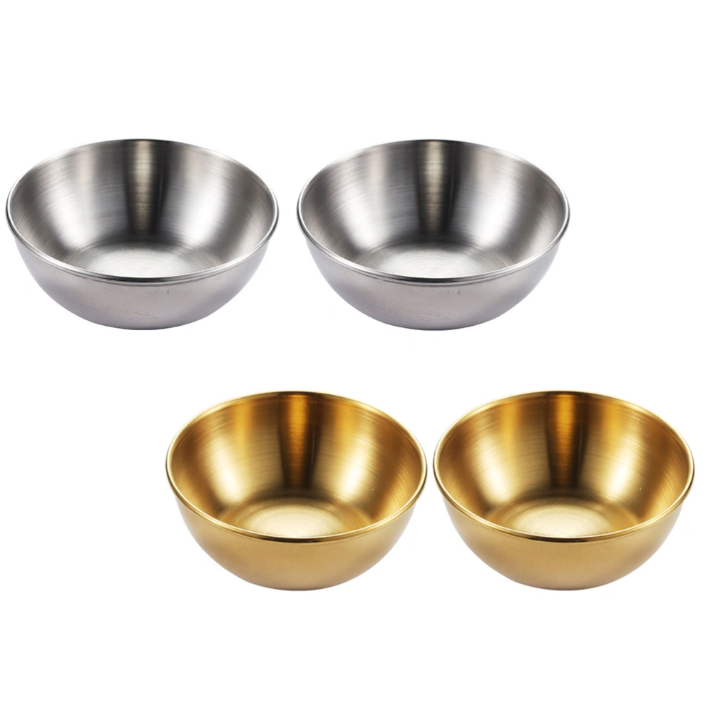 4pcs Stainless Steel Bowl Sushi Dipping Bowl Stainless Steel Sauce Dishes Set