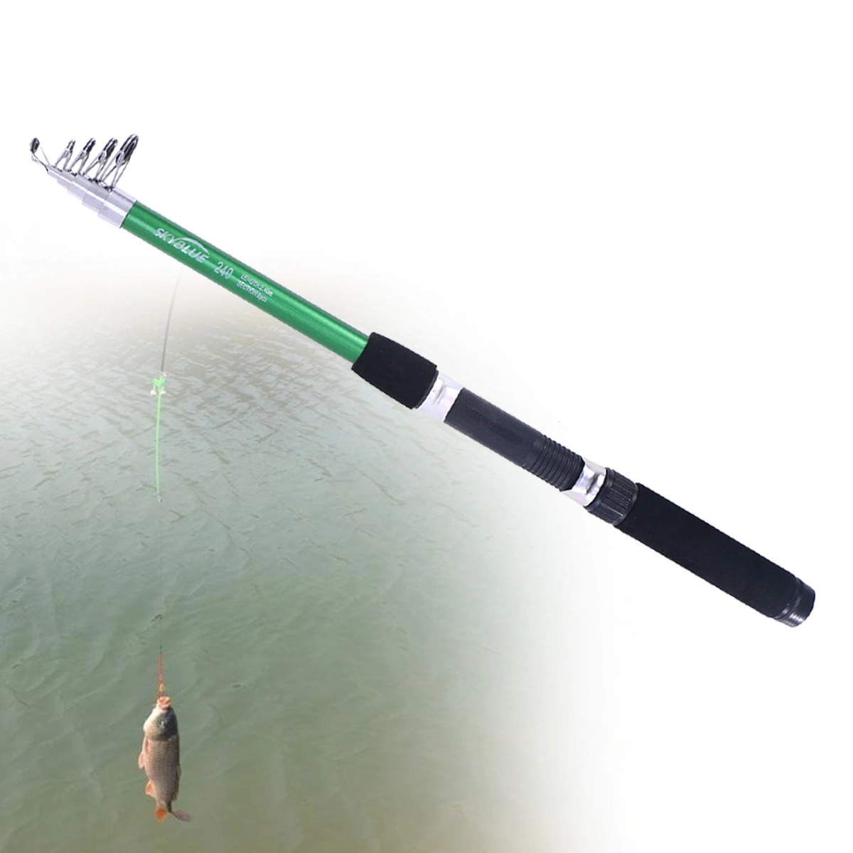 2.4M Outdoor Fiberglass Sea Rod Telescopic Fishing Rod Pole Fishing Tackle Tools (Random Color)