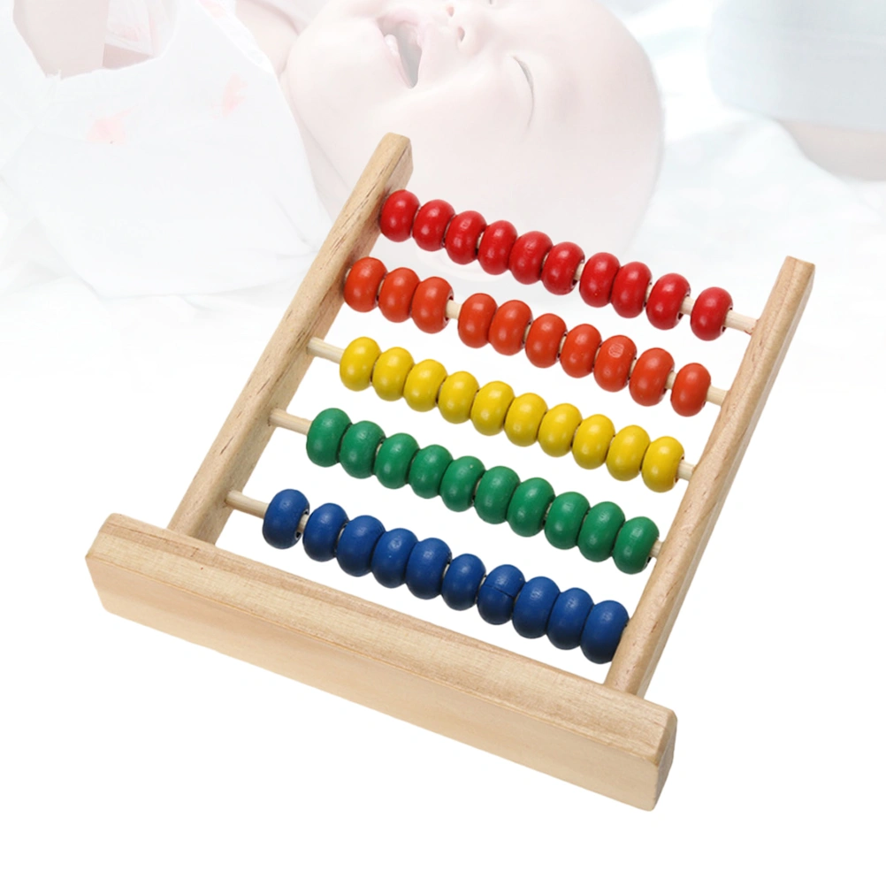 Bead Counting Frame Wooden Small 5 Rows Intellectual Development Abacus Early Childhood Educational Toys