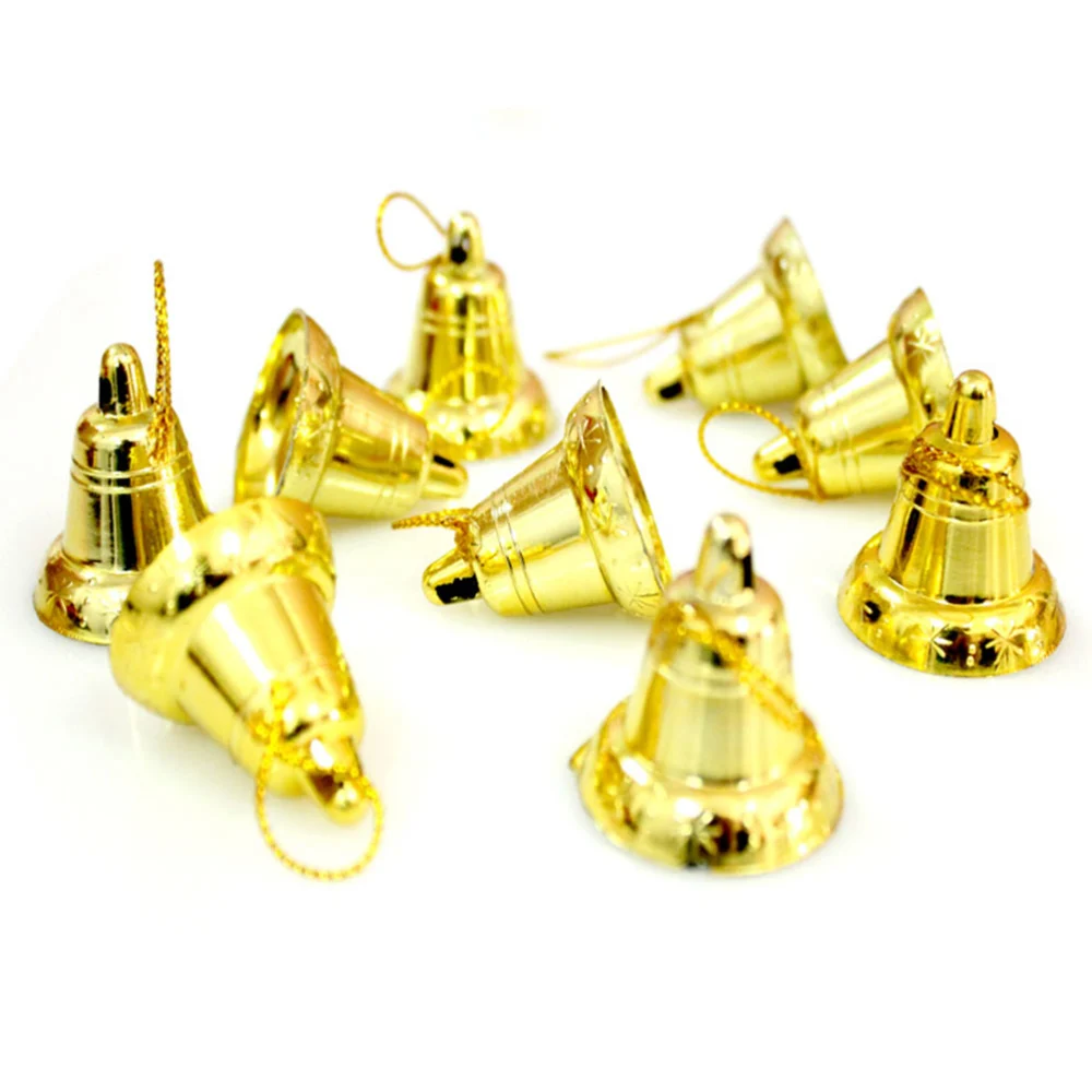 30pcs Christmas Bell Hanging Pendant Christmas Golden Bell Decoration Christmas Tree Pendant