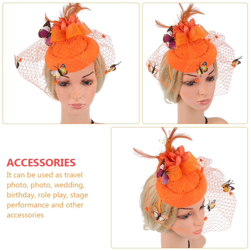 1pc Wedding Party Stage Performance Gauze Mini Hat Hair Clasp Headband