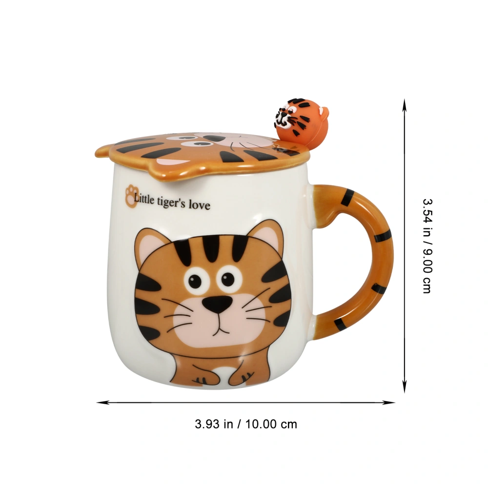 1 Set Simple Ceramic Mug Cartoon Tiger Water Cup Decorative Home Coffee Cup