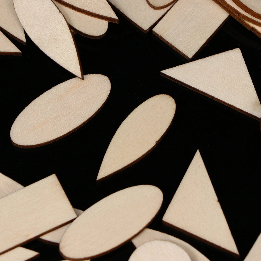 1 Bag Triangular Slices Heart Wood Slice Rectangular Wood Chip Decorative Wood Pieces for DIY (100pcs x 1 Bag)