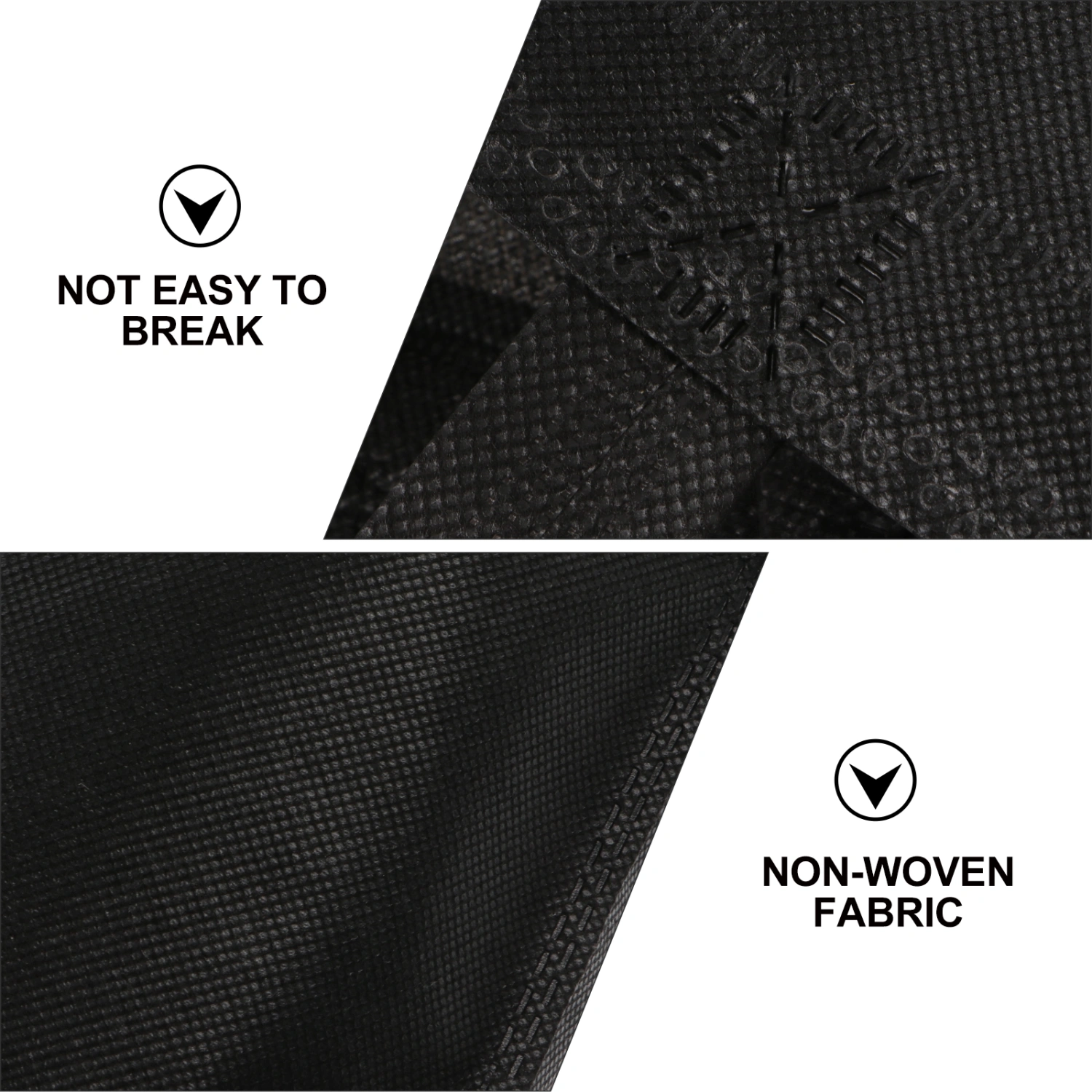 12pcs Reusable Shopping Pouch Non-woven Portable Takeaway Bags (Black)