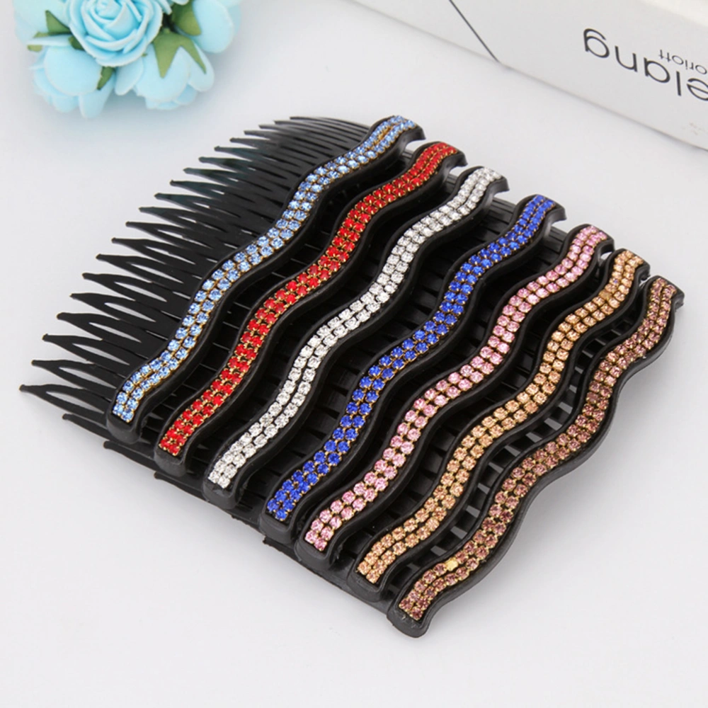 7pcs Hair Clip Combs Rhinestone Comb Hair Clip Wedding Bridal Hair Accessories for Women and Girls (Waves Double Row)