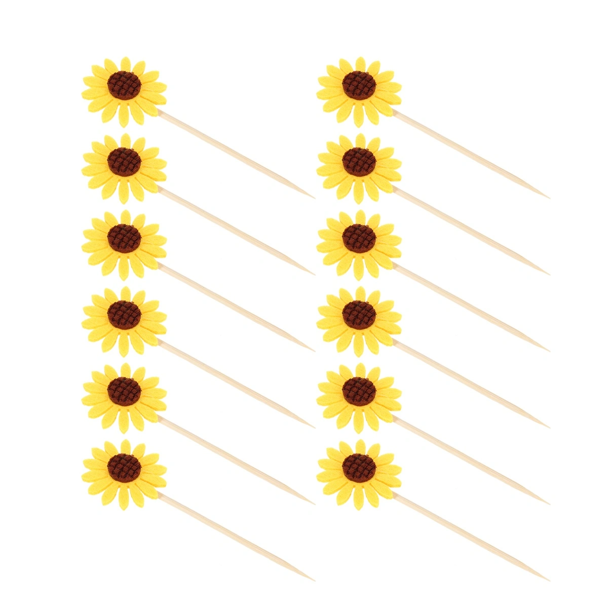 48pcs Sunflower Cake Decoration Flower Cupcake Topper Party Supplies for Wedding Gathering
