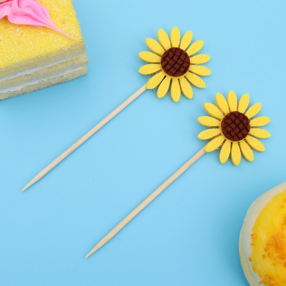 48pcs Sunflower Cake Decoration Flower Cupcake Topper Party Supplies for Wedding Gathering