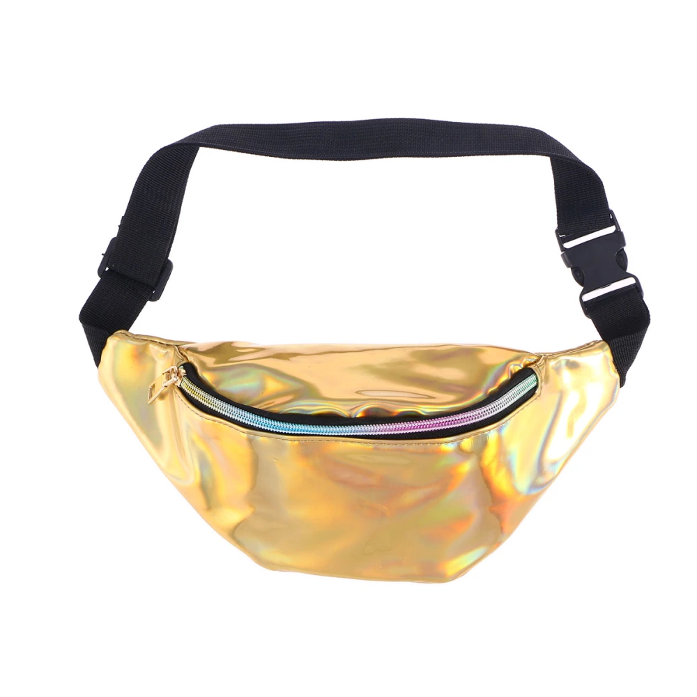 Fashion Holographic PU Leather Shinning Fanny Pack Waist Packs for Women Girls (Gold)