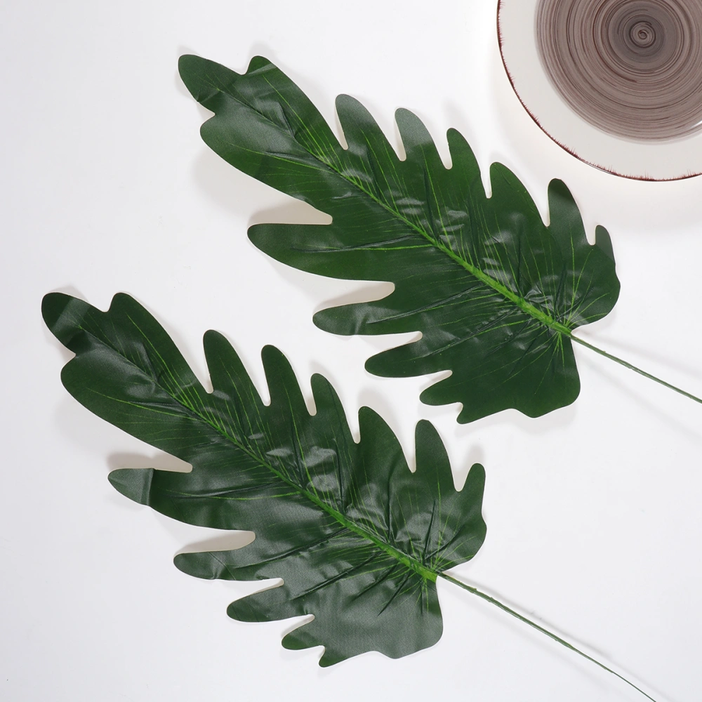 2 Pcs Artificial Leaves Green Single Leaf for Home Kitchen Party Decorations Handcrafts (Phoenix Fern Leaves)