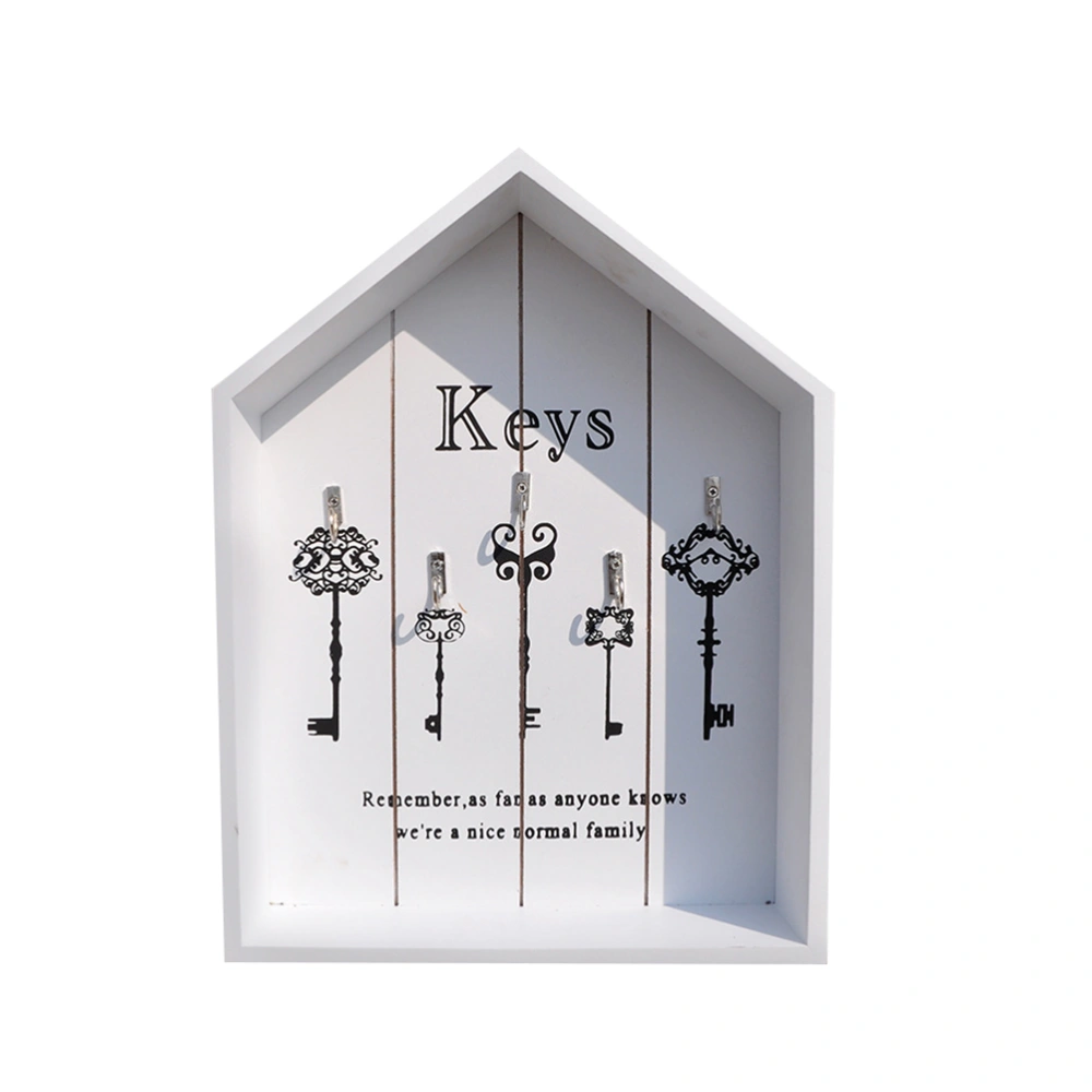 House Shaped Key Storage Holder Multifunctional Wooden Storage Box Key Case Hanging Box for Home (Random Color)