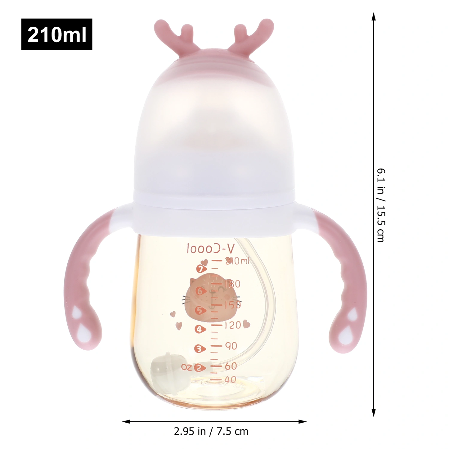 1pc 210ml Feeding Bottle Wide Aperture Baby Milk Bottle Feeder with Handle Random Style