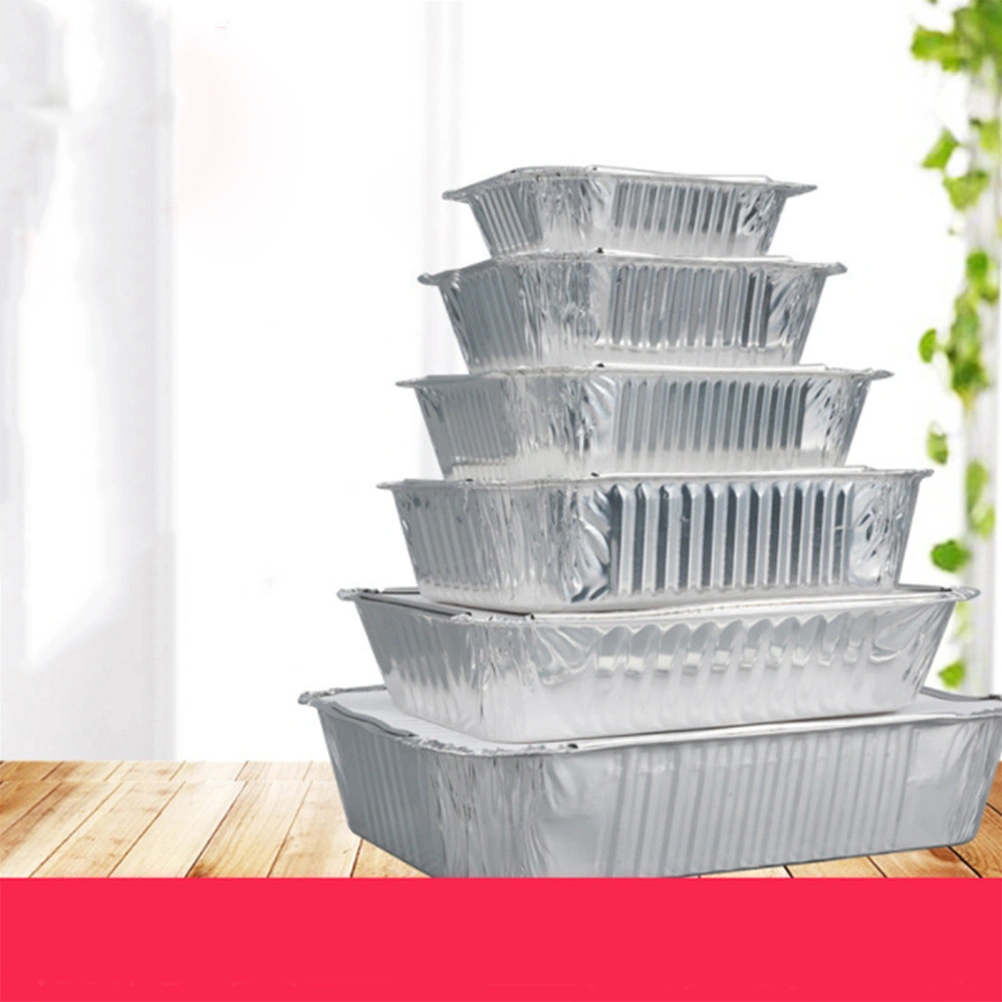 20Pcs 1100ml Square Disposable Tin Foil Barbecue Tray Party Barbecue Tray Flat Square Grill Tray Non Toxic Food Tray(Silver)