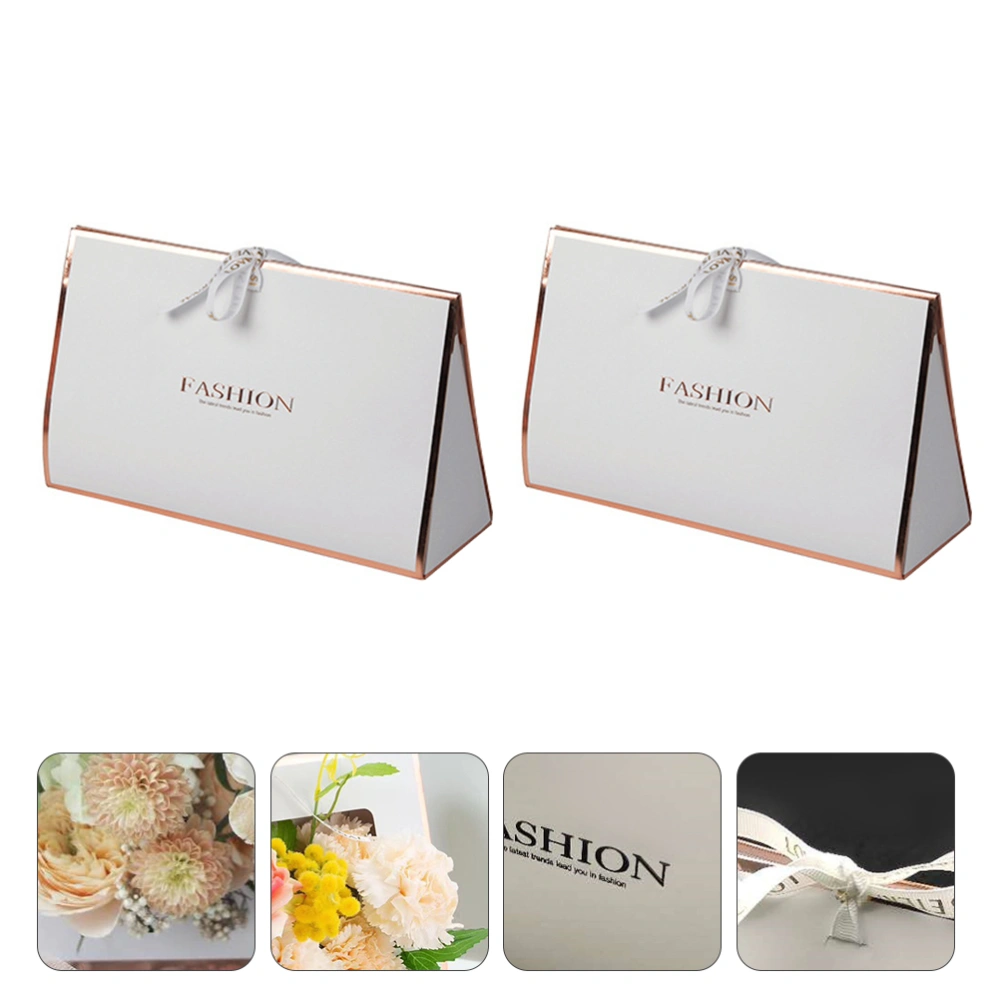 2Pcs Bronzing Flower Wrap Bags Packing Bags Gift Boxes Flower Jewelry Case