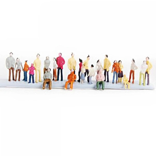 100pcs Multicolor Painted Moulds People Figures N Scale 1:150 (Random Style)