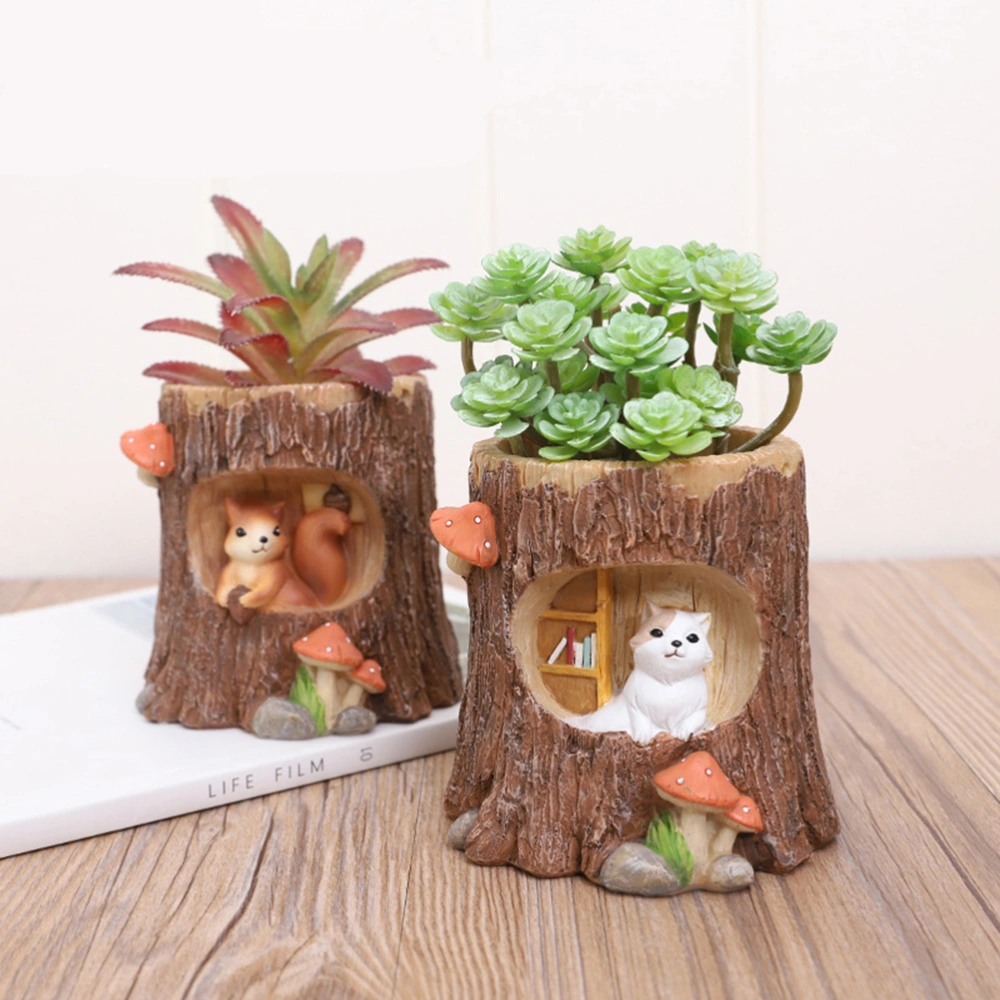 1Pc Personality Micro Landscape Flower Pot Cat Pattern Green Plants Resin Hangable Pot Creative Hanging Decoration