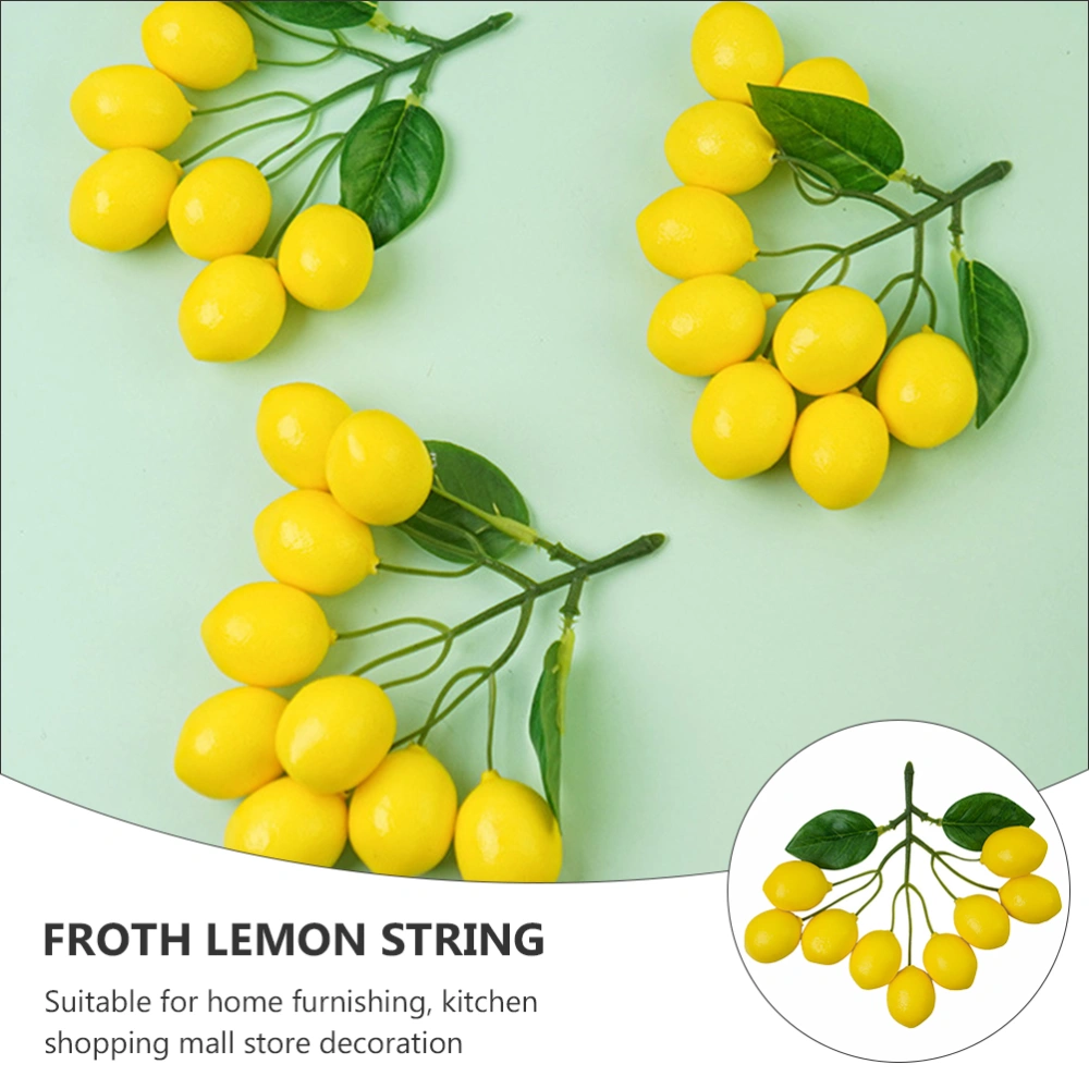 3pcs Fake Fruit Home Kitchen Party Decoration 9 Head Simulation Lemon String