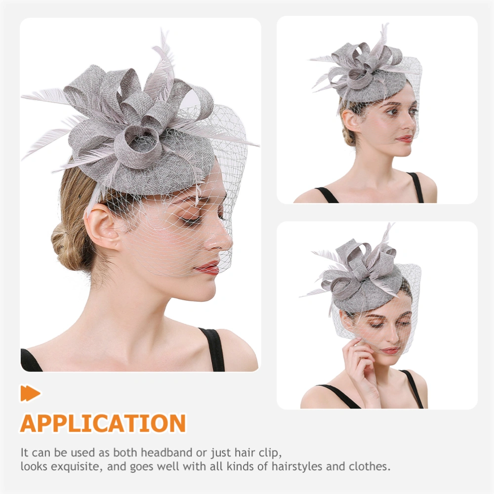 Women Fascinator Hat Tea Party Hat Mesh Veil Fascinator Headband Banquet Headdress