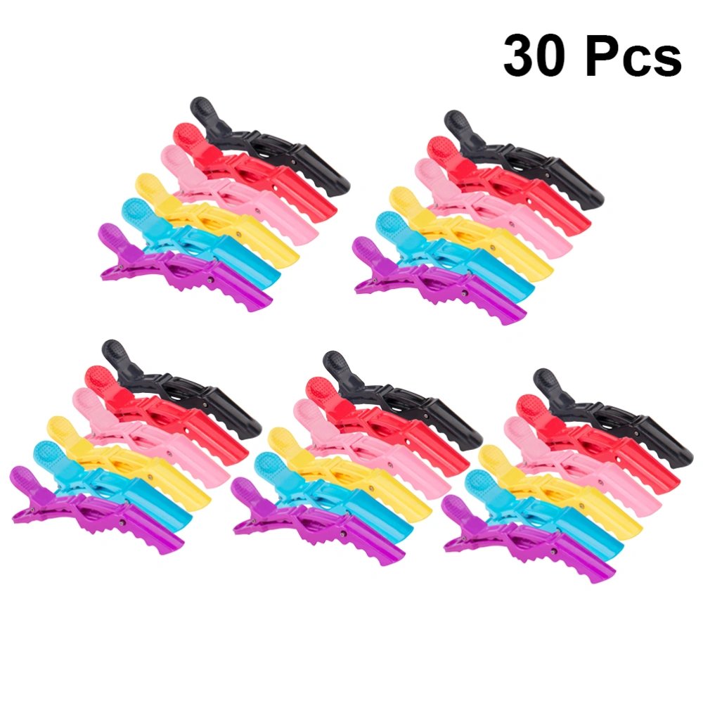 30pcs Hairdressing Clips Crocodile Clips Sectioning Clips Styling Accessories for Home Barber Shop 5pcs for Each Color(Mixed Color)