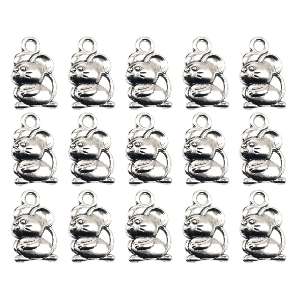 50pcs Alloy Rat Pendants DIY Chinese Zodiac Charms Jewelry Making Accessory for Necklace Bracelet