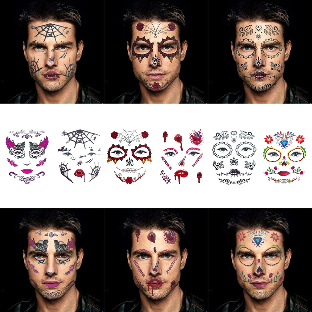 6 Sheets Halloween Facial Stickers Stickers Decorative Stickers for Party Costume Masquerade