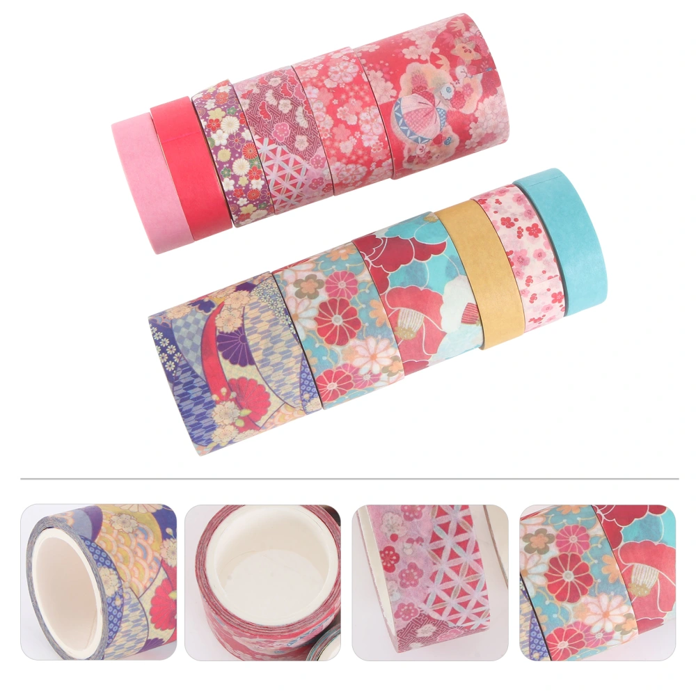 12 Rolls of DIY Scrapbooking Tapes Decorative Stickers Tapes Paper Sticker