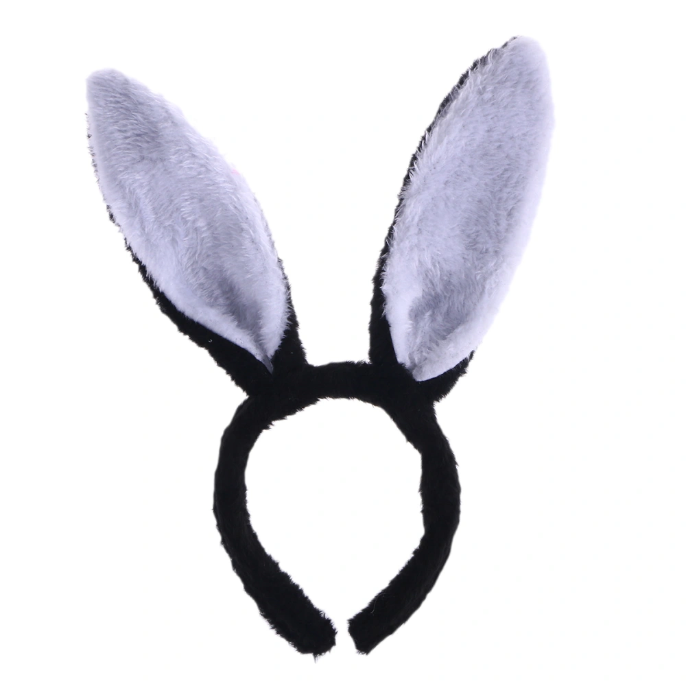 Plush Bunny Ears Hairbands Bunny Headband Bunny Ears Hairbands (Black and White)