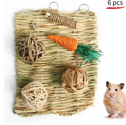  1 Set Straw Mat for Rabbit Bunny Hay Mat Small Animal Cages Woven Mat Rabbit Grass Mat