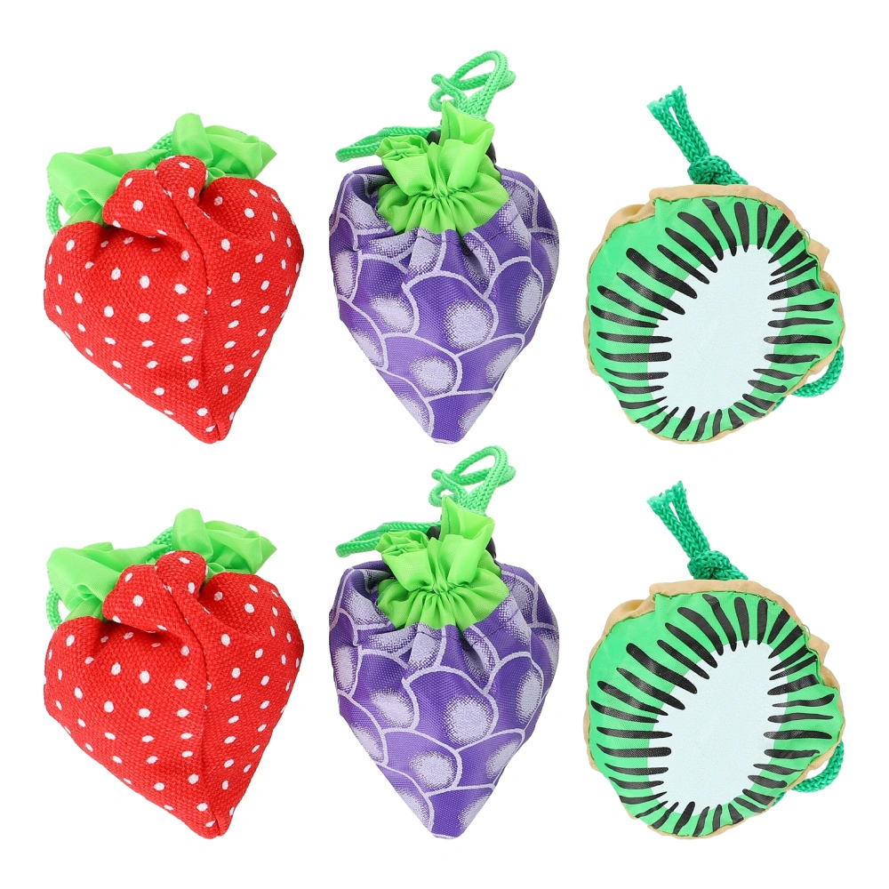 6pcs Folding Fruit Shaped Storage Bags Waterproof Shopping Bags (Mixed Style)