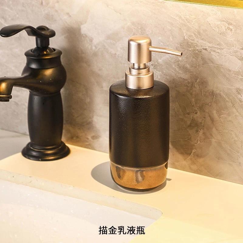 Soap Dispenser Refillable Lotion Bottle Ceramic Shampoo Lotion Storage Bottle