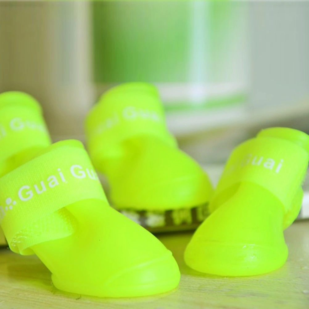 Little Pet Dog Puppy Anti-slip Rain Snow Boots Candy Colors Rubber Waterproof Boots Shoes - Size S (Green)