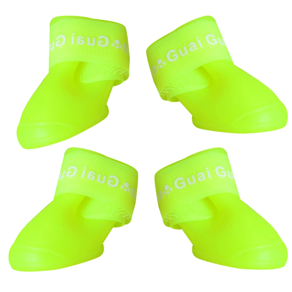 Little Pet Dog Puppy Anti-slip Rain Snow Boots Candy Colors Rubber Waterproof Boots Shoes - Size S (Green)