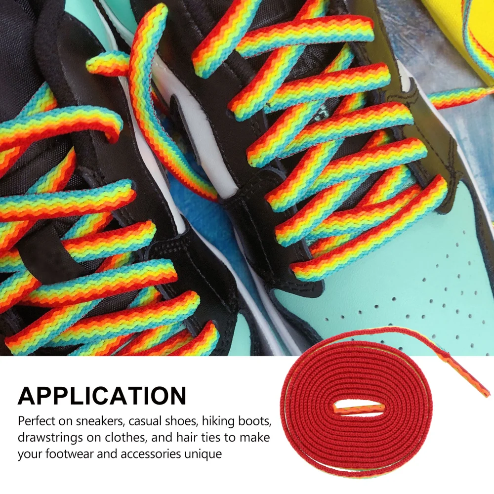 1 Pair 3D Rainbow Striped Shoe Laces Psychedelic Shoelace for Shoes Sneakers