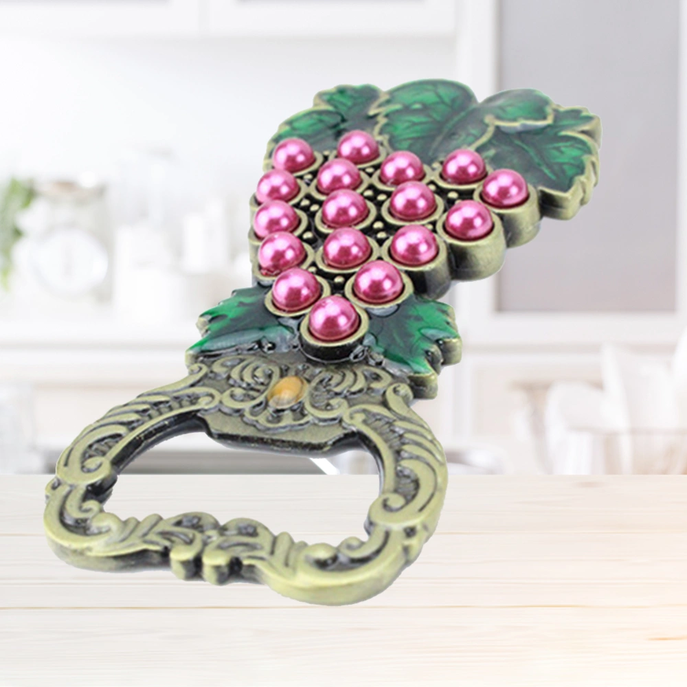 Alloy Imitation Pearl Grape Green Leaves Bottle Opener Portable Hand-held Lifter Party Supplies Travel Souvenirs Wedding Favors Gifts