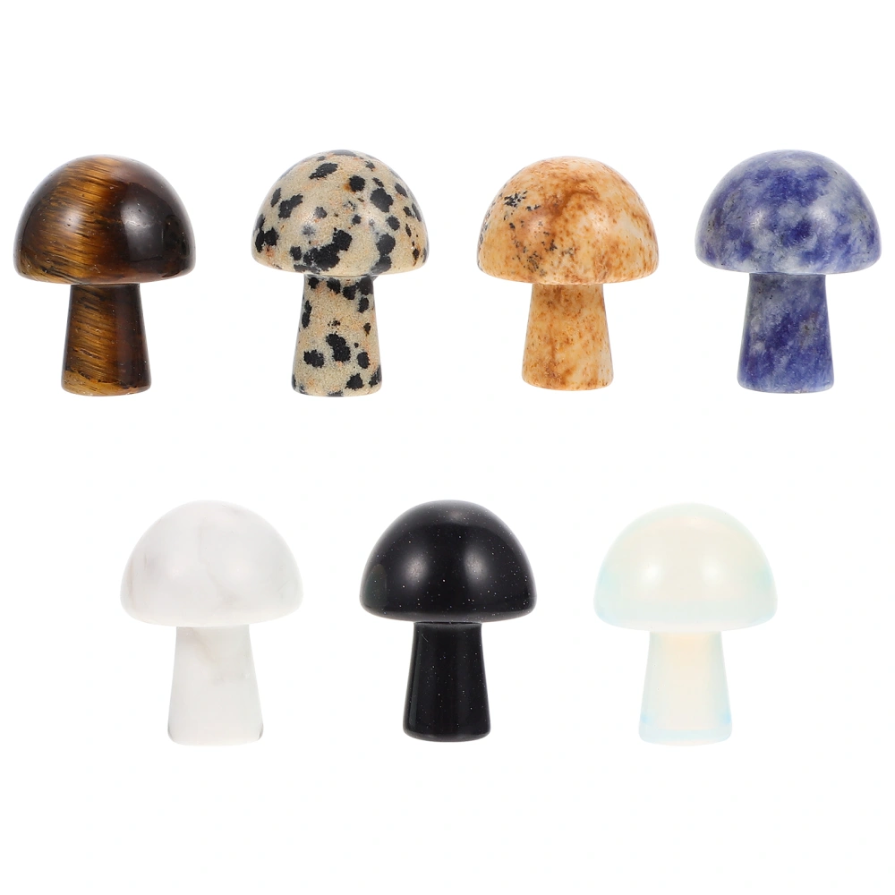 7Pcs Mushroom Figurines Mushroom Shaped Statues Natural Gems Mushrooms