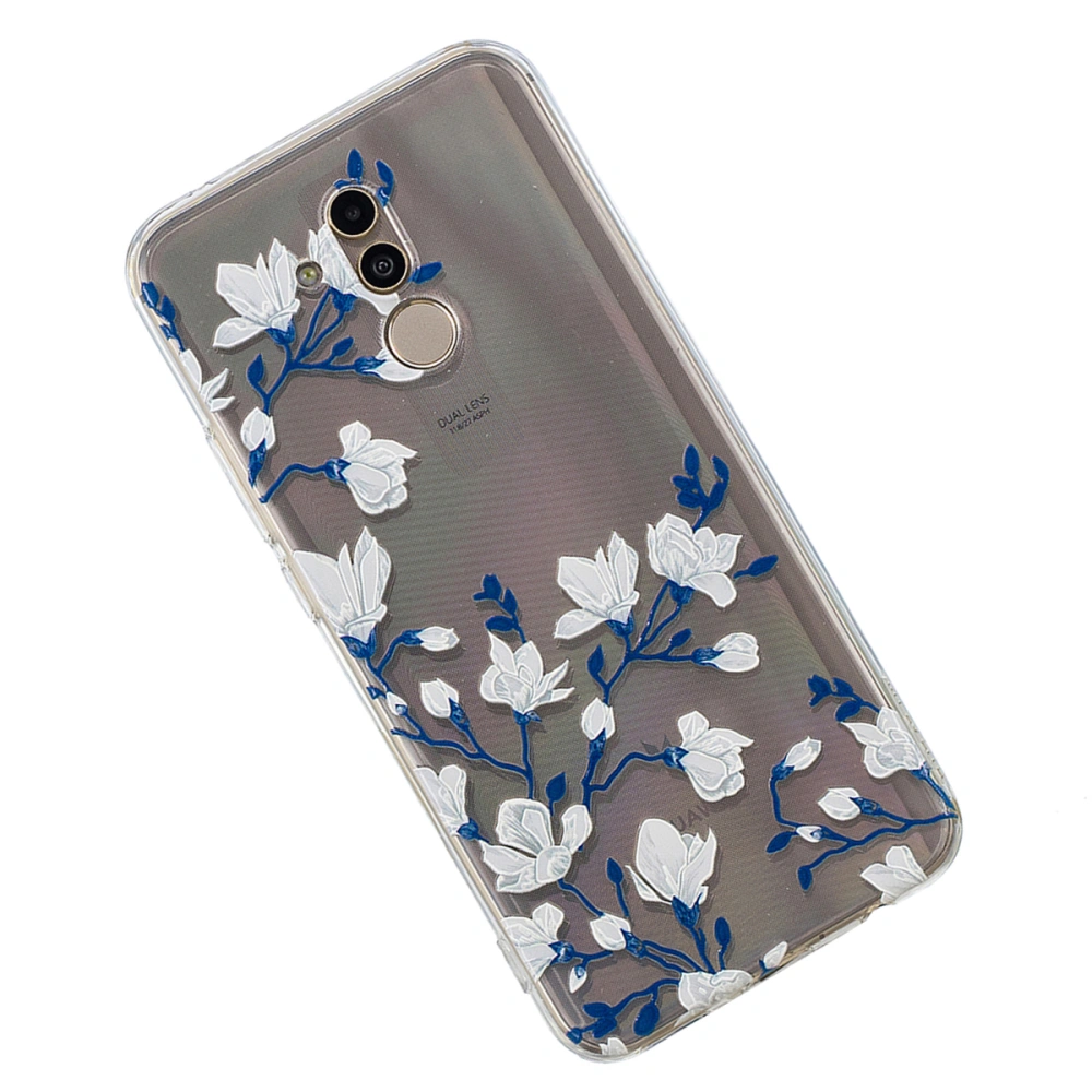 Exquisite Pattern Protective Phone Cover Scratch-resistant Shockproof TPU Full-covered Phone Case for HUAWEI Mate20Lite/MAIMANG 7 (Magnolia)