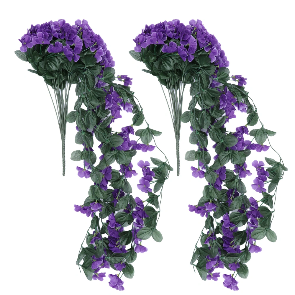 2 Pcs Artificial Flowers Fake Plastic Simulation Violet for Wedding Home Office Decoration (Purple)