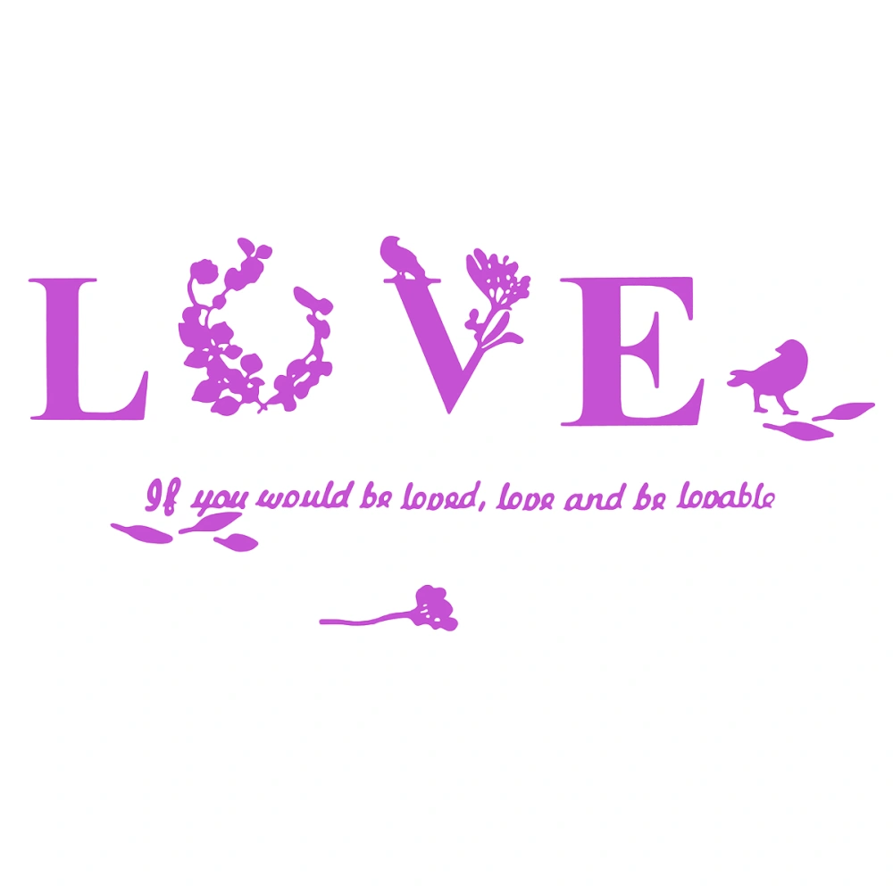 Removable Love Leaf Proverb 3D Wall Stickers Modern Acrylic Stickers Mural Home Decor (Purple)