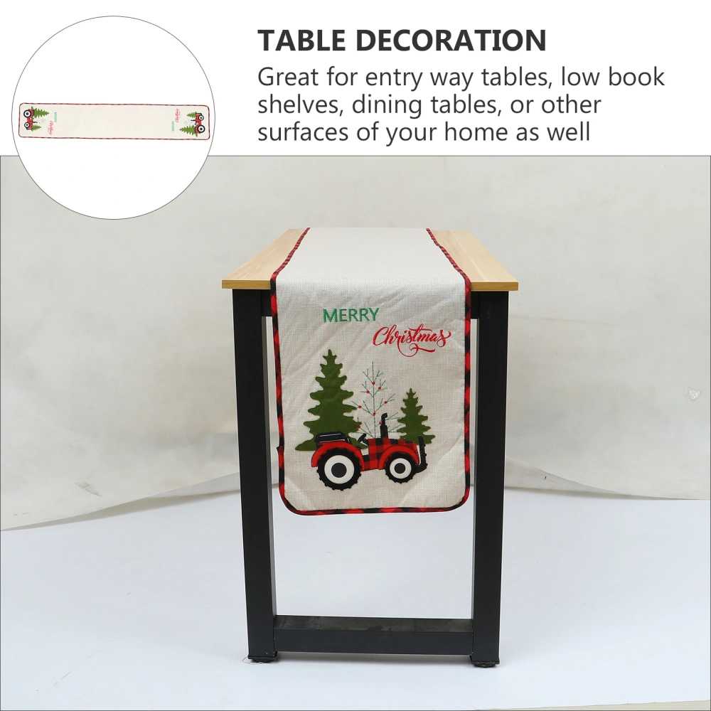 1Pc Christmas Table Banner Linen Printed Table Runner Dinning Table Decor