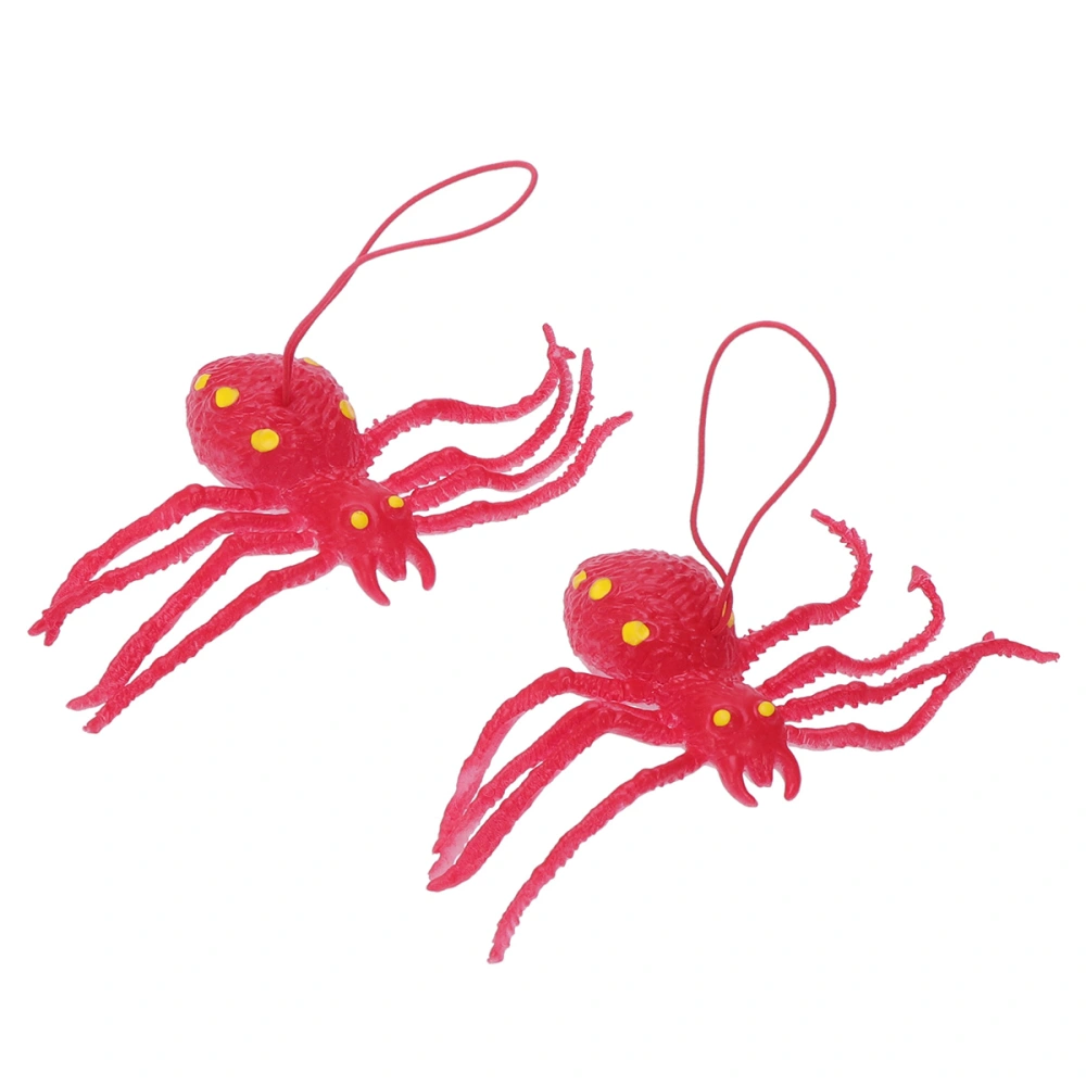 2pcs Artificial TPR Spider Halloween Scary Playing Toy Decoration Party Props Red