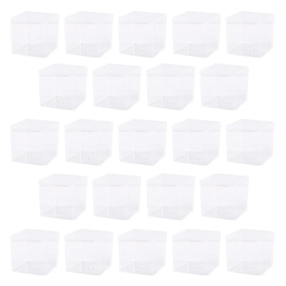 50 Pcs Square Shape Mousse Cups Plastic Mousse Containers Yogurt Containers