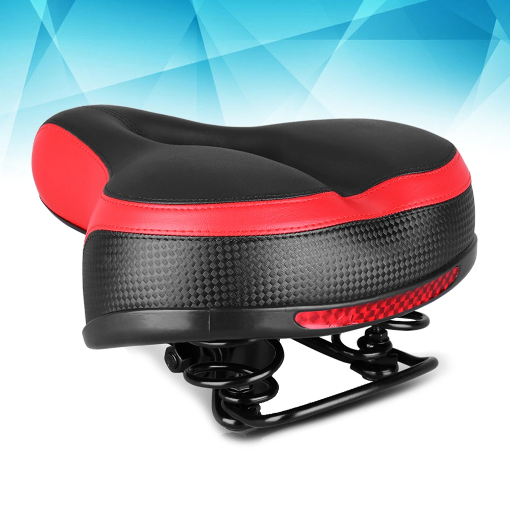 MTB Saddle Thick Sponge Absorbing Seat Cycling Seat with Reflective Sticker Accessories (Red)