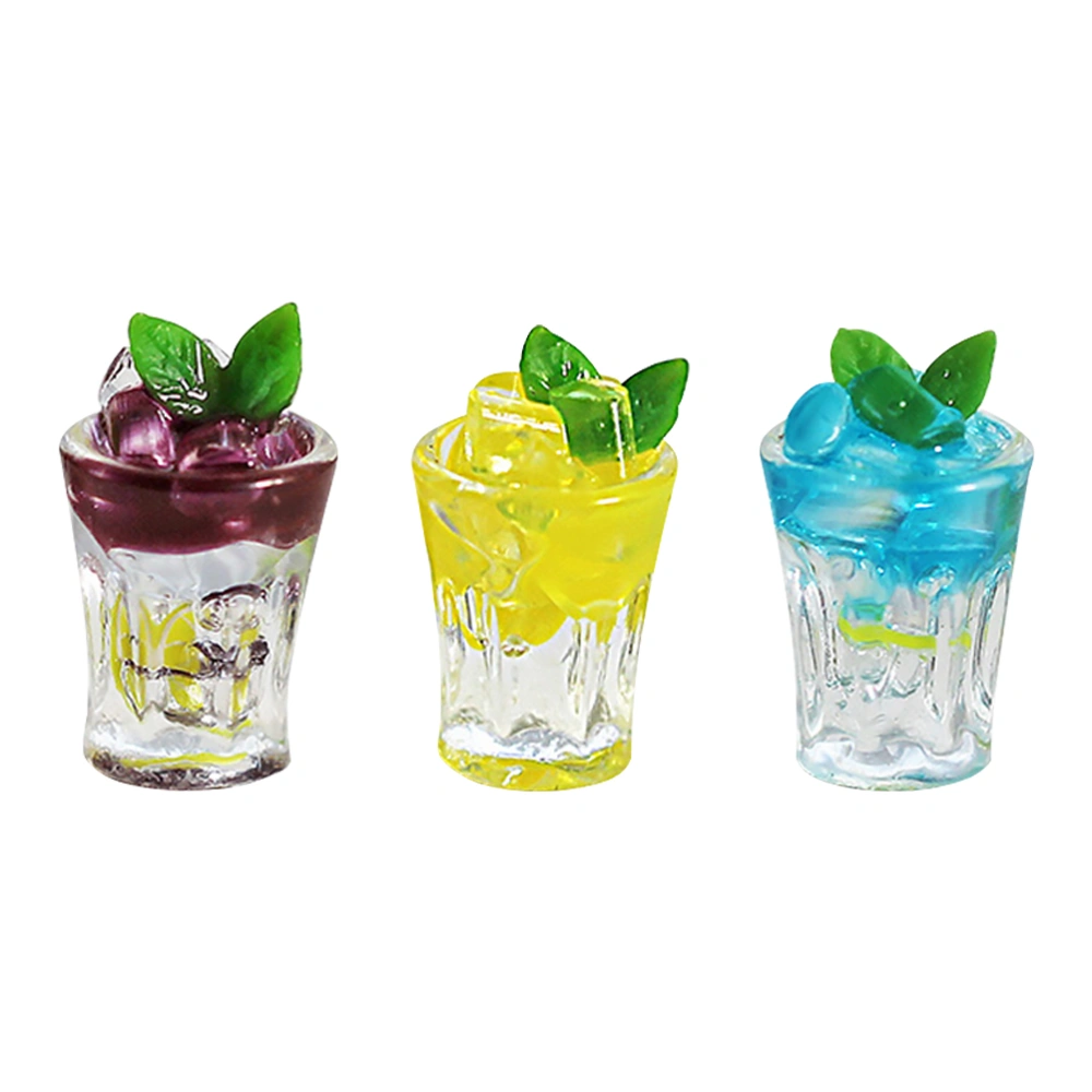 3pcs Artificial Juice Models Bar Decorative Juice Models Mini House Accessory