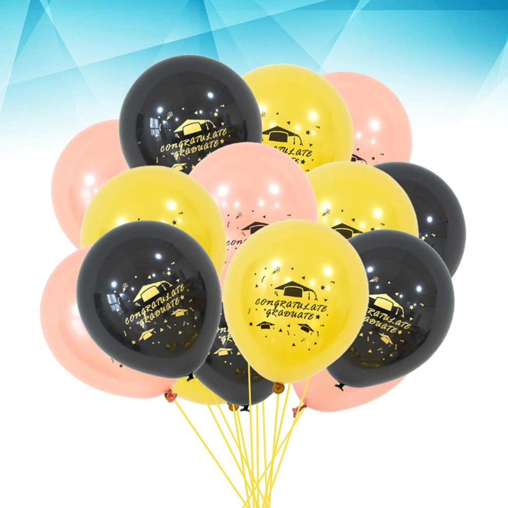 15pcs 10 Inch Graduation Party Balloons Class Celebration Decoration Balloons Party Supplies for Graduation Ceremony Party (Black + Rose Gold + Gold PA272)