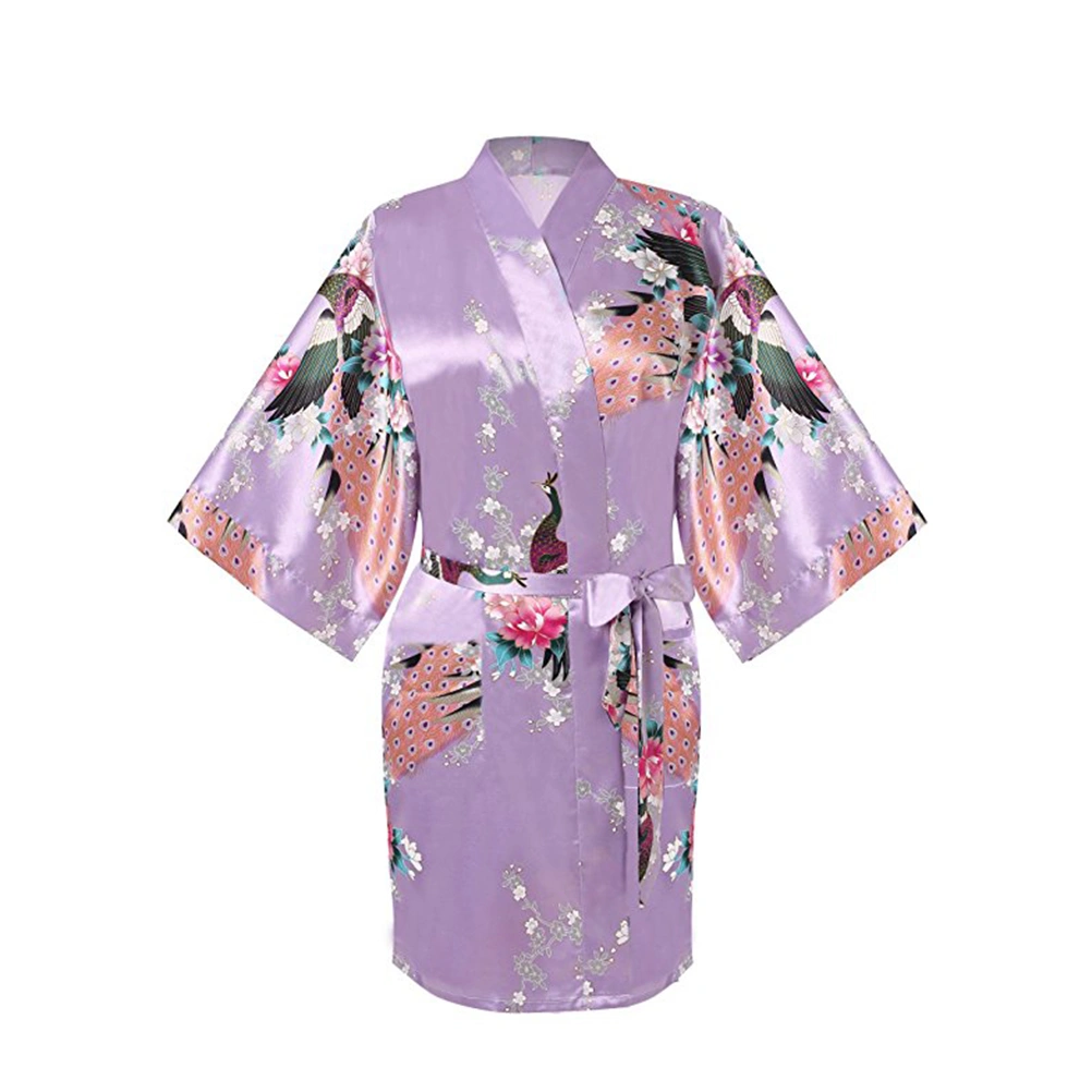 One Piece Nightgown Flowers Patterned Summer Nightwear Sleepwear Night Robe for Women - Size M(Purple)