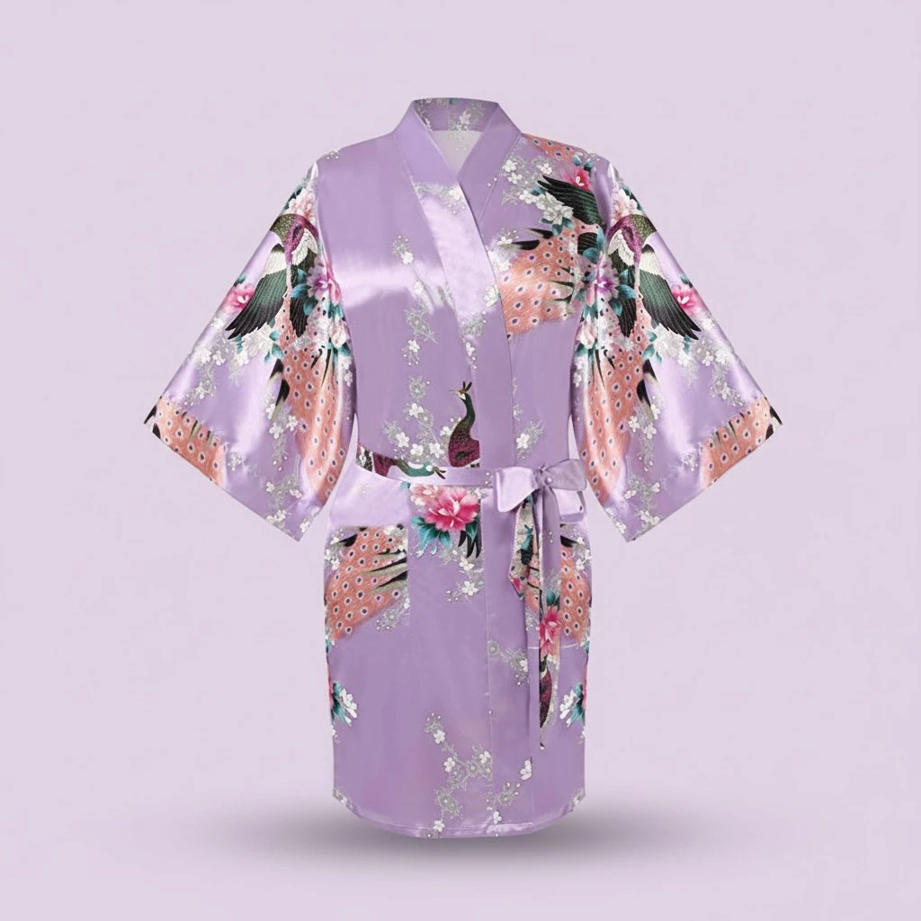 One Piece Nightgown Flowers Patterned Summer Nightwear Sleepwear Night Robe for Women - Size M(Purple)