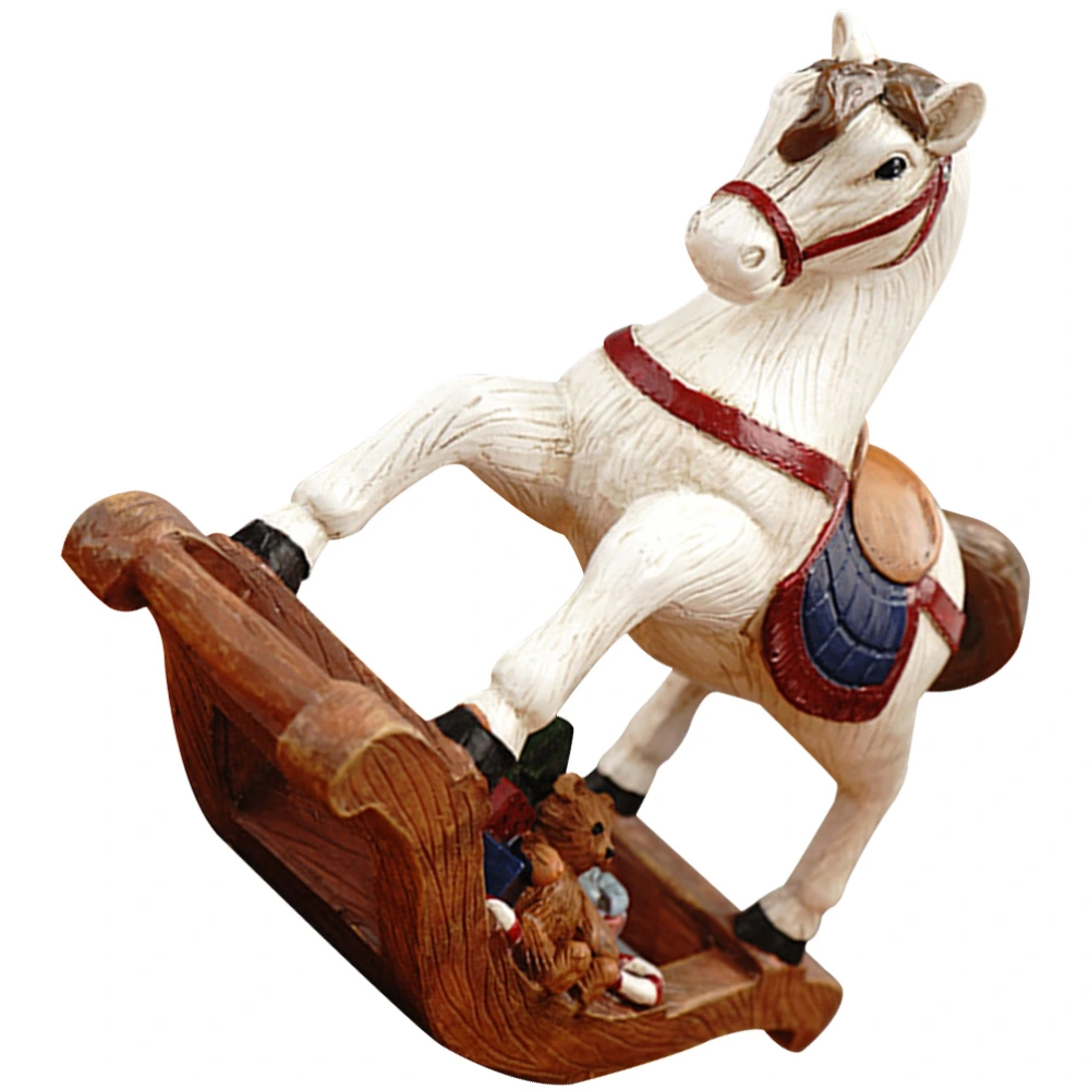 Resin Handicraft Small Rocking Horse Desktop Decoration Christmas Ornament